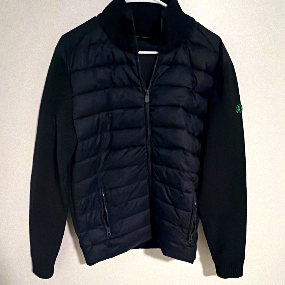 Save The Duck Mens Navy Blue Full Zip Knit Puffer Jacket Size Medium